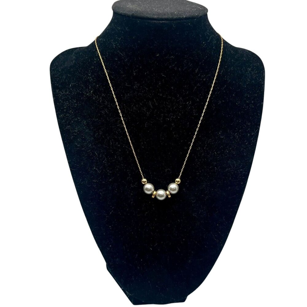 Vtg Sarah Coventry Silver Tone Faux Pearl Gold Tone 16” Chain Necklace Cassandra